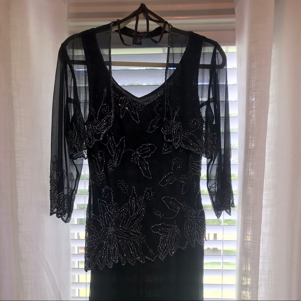 Elegant Navy Blue Beaded Dress